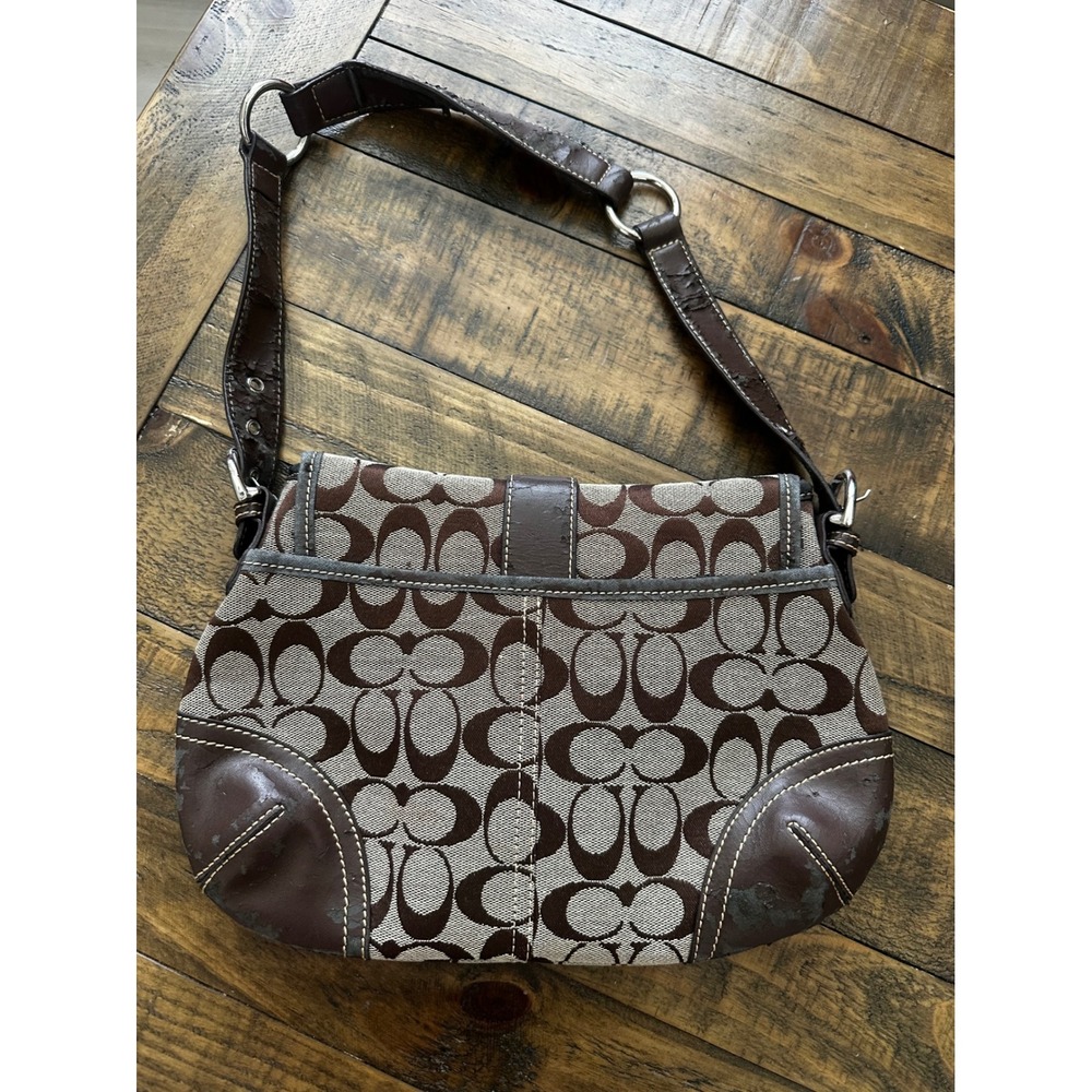Coach Soho Signature C Monogram Shoulder Bag Brown Vintage Y2K Buckle Bag - Picture 6 of 13